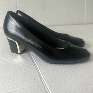 Soft‎ Style Women DEANNA Pumps Shoes Leather Dark Pewter Crosshatch 7.5 WIDE =